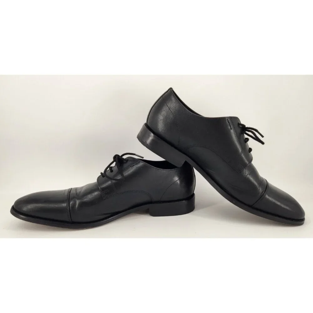 Bostonian Nantucket Dress Shoes Men's‎ 10 W Wide Cap Toe Black Leather Oxford